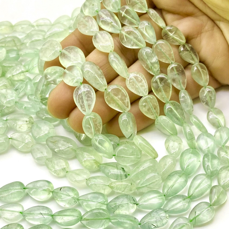 Prehnite 10-16mm Smooth Pear Shape A Grade Gemstone Beads Lot - Total 14 Strands of 14 Inch.