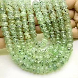 Prehnite 8.5-11mm Smooth Rondelle Shape A Grade Gemstone Beads Lot - Total 5 Strands of 13 Inch.