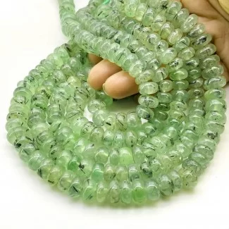 Prehnite 9-11mm Smooth Rondelle Shape A+ Grade Gemstone Beads Lot - Total 5 Strands of 13 Inch.