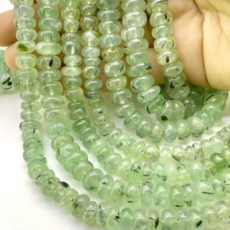 Prehnite 7-11.5mm Smooth Rondelle Shape A+ Grade Gemstone Beads Lot - Total 7 Strands of 13 Inch.