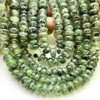 Prehnite 9-12mm Smooth Rondelle Shape B Grade Gemstone Beads Lot - Total 5 Strands of 13 Inch.