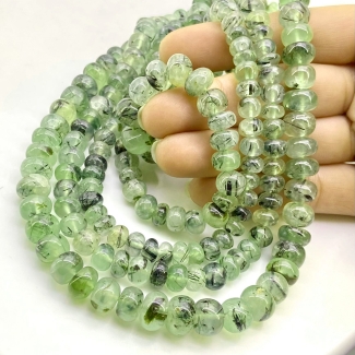 Prehnite 7-10mm Smooth Rondelle Shape B Grade Gemstone Beads Lot - Total 4 Strands of 16 Inch.
