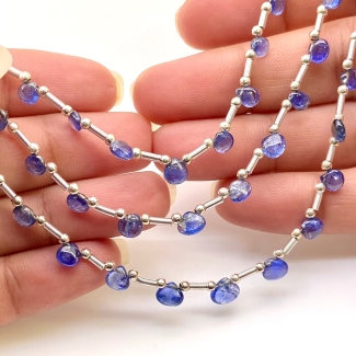 Blue Sapphire 3-5.5mm Smooth Heart Shape AA Grade Multi Strand Beads Layout - Total 3 Strands of 7-9 Inch