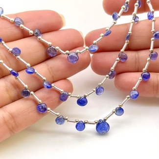 Blue Sapphire 3-8mm Smooth Heart Shape AA Grade Multi Strand Beads Layout - Total 3 Strands of 8-11 Inch