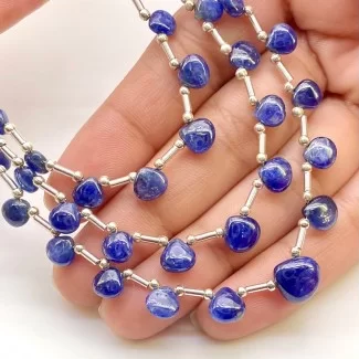 Blue Sapphire 4-9.5mm Smooth Heart Shape AA Grade Multi Strand Beads Layout - Total 3 Strands of 8-10 Inch