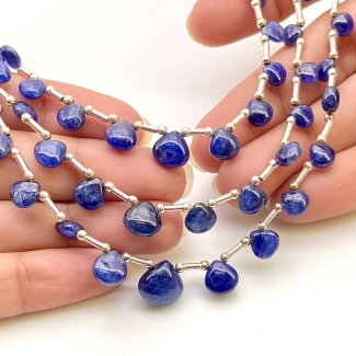 Blue Sapphire 4-10.5mm Smooth Heart Shape AA Grade Multi Strand Beads Layout - Total 3 Strands of 8-11 Inch