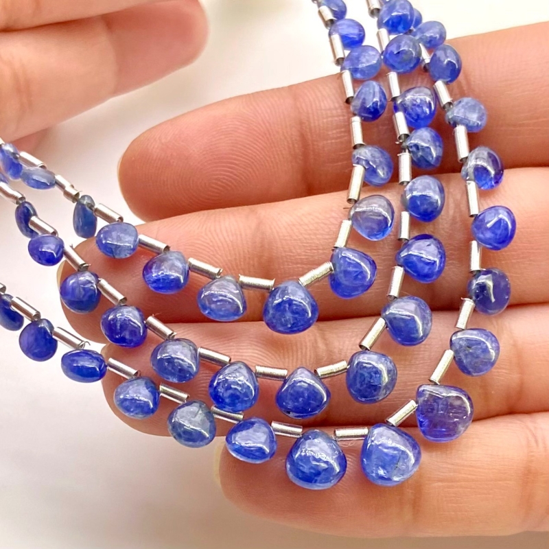 Blue Sapphire 4-7mm Smooth Heart Shape AA Grade Multi Strand Beads Layout - Total 3 Strands of 6-8 Inch