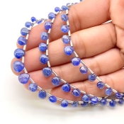 Blue Sapphire 4-7mm Smooth Heart Shape AA Grade Multi Strand Beads Layout - Total 3 Strands of 6-8 Inch