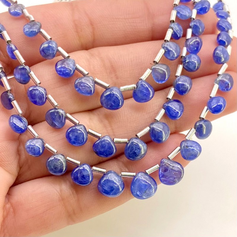 Blue Sapphire 4-7mm Smooth Heart Shape AA Grade Multi Strand Beads Layout - Total 3 Strands of 6-8 Inch