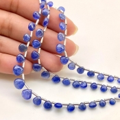 Blue Sapphire 4-7mm Smooth Heart Shape AA Grade Multi Strand Beads Layout - Total 3 Strands of 6-8 Inch