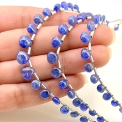 Blue Sapphire 4-7mm Smooth Heart Shape AA Grade Multi Strand Beads Layout - Total 3 Strands of 6-8 Inch