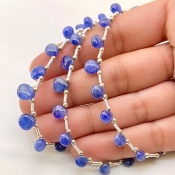 Blue Sapphire 4-7.5mm Smooth Heart Shape AA Grade Multi Strand Beads Layout - Total 3 Strands of 7-13 Inch