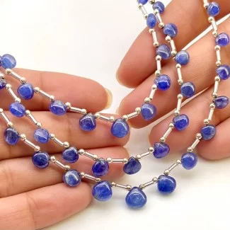 Blue Sapphire 4-7.5mm Smooth Heart Shape AA Grade Multi Strand Beads Layout - Total 3 Strands of 7-13 Inch