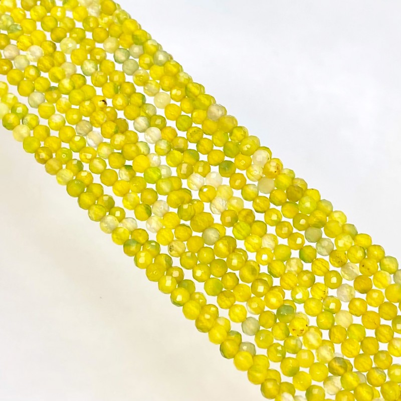 Yellow Onyx 3mm Faceted Round Shape AAA Grade Gemstone Beads Strand - Total 1 Strand of 13 Inch.