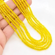 Yellow Onyx 3mm Faceted Round Shape AAA Grade Gemstone Beads Strand - Total 1 Strand of 13 Inch.