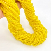 Yellow Onyx 3mm Faceted Round Shape AAA Grade Gemstone Beads Strand - Total 1 Strand of 13 Inch.