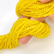 Yellow Onyx 3mm Faceted Round Shape AAA Grade Gemstone Beads Strand - Total 1 Strand of 13 Inch.