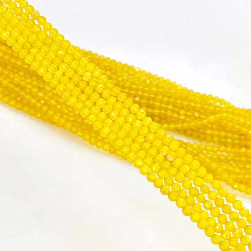Yellow Onyx 3mm Faceted Round Shape AAA Grade Gemstone Beads Strand - Total 1 Strand of 13 Inch.