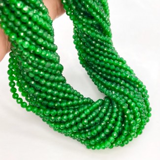 Green Onyx 3-3.5mm Faceted Rondelle Shape AAA Grade 12 Inch Long Gemstone Beads Strand
