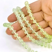 Prehnite 6.5-7mm Faceted Rondelle Shape AA+ Grade Gemstone Beads Strand - Total 1 Strand of 6 Inch.
