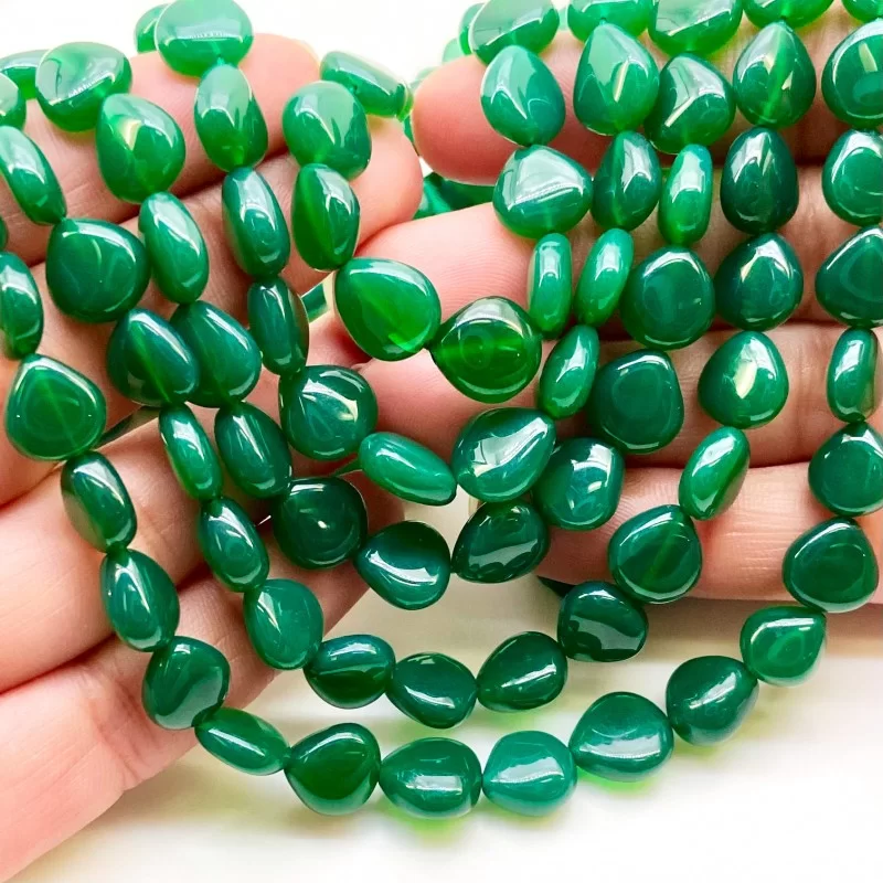 Green Onyx 8.5-10.5mm Smooth Heart Shape AA+ Grade 16 Inch Long Gemstone Beads Strand