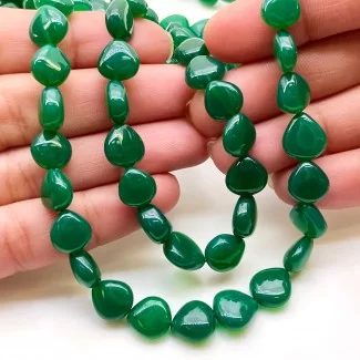 Green Onyx 8.5-10.5mm Smooth Heart Shape AA+ Grade Gemstone Beads Strand - Total 1 Strand of 16 Inch.