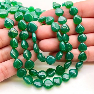 Green Onyx 8.5-10.5mm Smooth Heart Shape AA+ Grade 17 Inch Long Gemstone Beads Strand