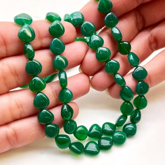 Green Onyx 6.5-9mm Smooth Heart Shape AA+ Grade 16 Inch Long Gemstone Beads Strand