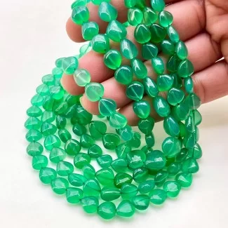 Green Onyx 6-10mm Smooth Heart Shape AA+ Grade 16 Inch Long Gemstone Beads Strand
