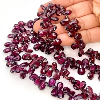 Garnet 7-12mm Briolette Pear Shape AA Grade Gemstone Beads Strand - Total 1 Strand of 8 Inch.