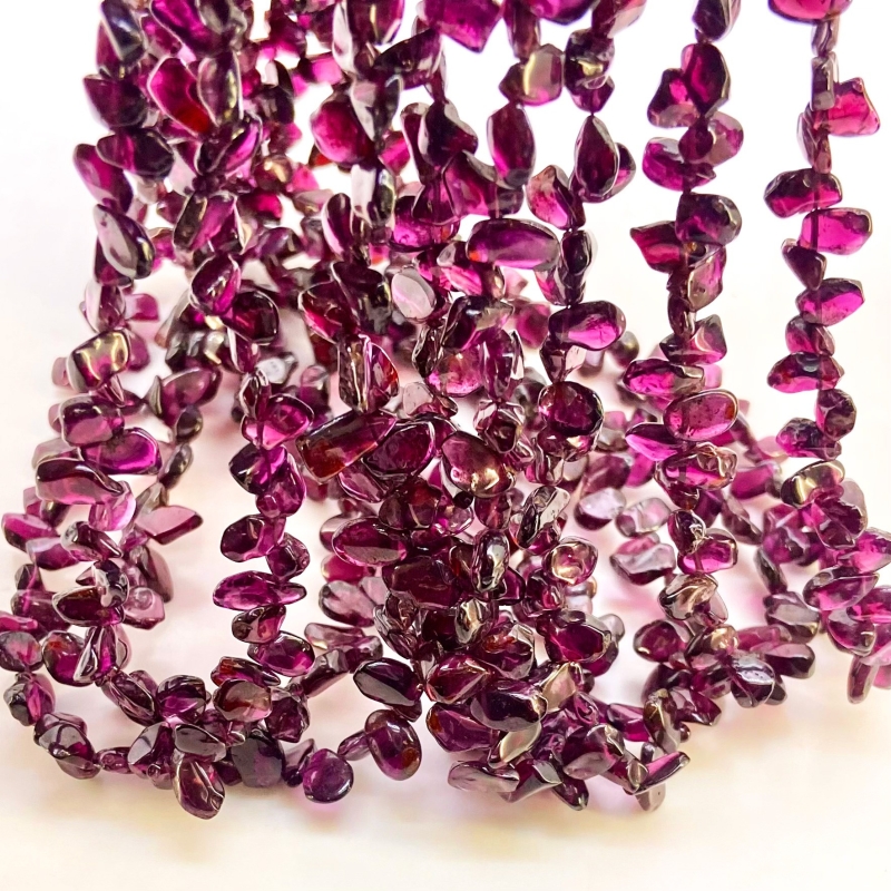 Rhodolite Garnet 7-10mm Smooth Flakes Shape AA Grade Gemstone Beads Lot - Total 8 Strands of 16 Inch.