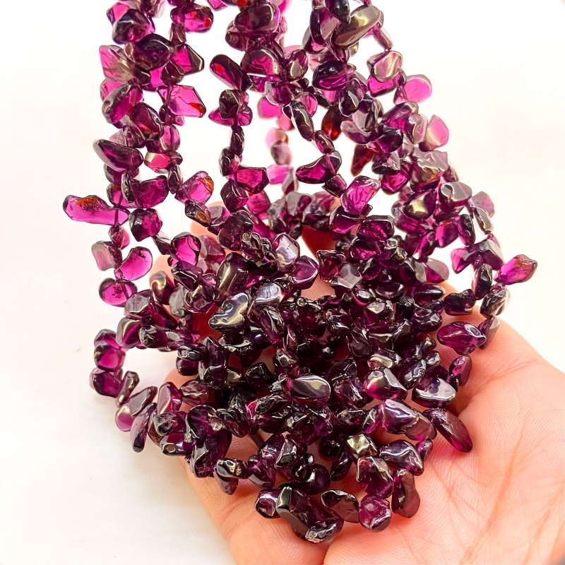 Rhodolite Garnet 7-10mm Smooth Flakes Shape AA Grade Gemstone Beads Lot - Total 8 Strands of 16 Inch.