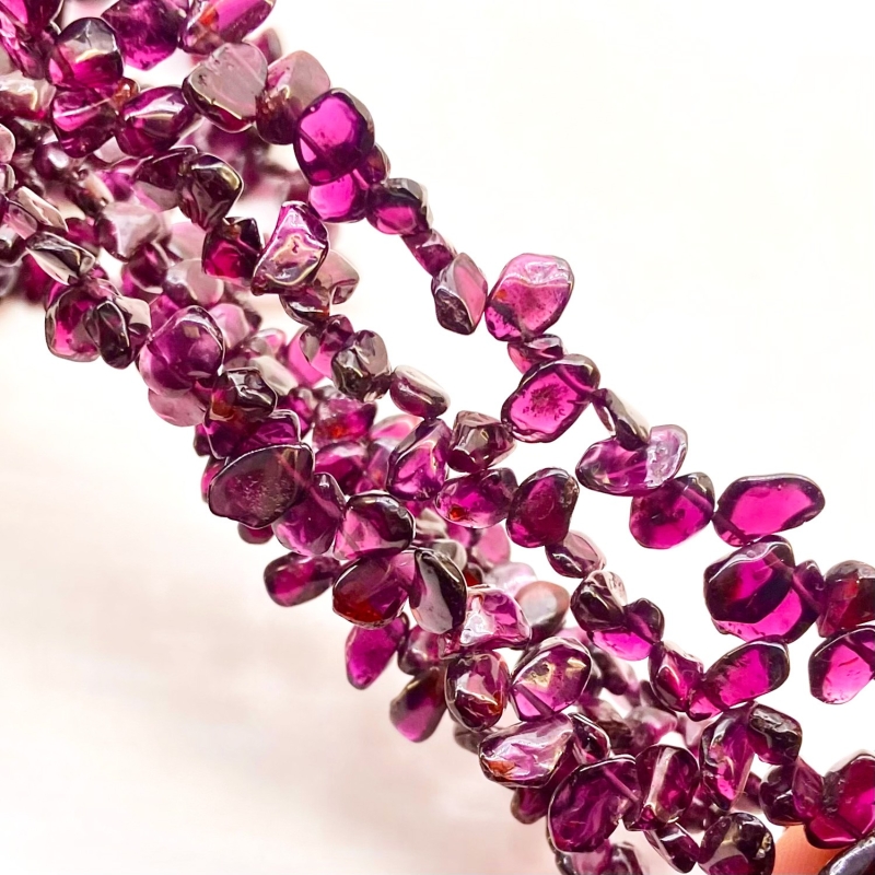 Rhodolite Garnet 7-10mm Smooth Flakes Shape AA Grade Gemstone Beads Lot - Total 8 Strands of 16 Inch.