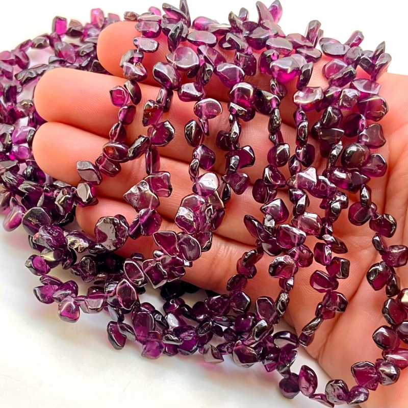 Rhodolite Garnet 7-8mm Smooth Flakes Shape AA Grade Gemstone Beads Lot - Total 8 Strands of 16 Inch.