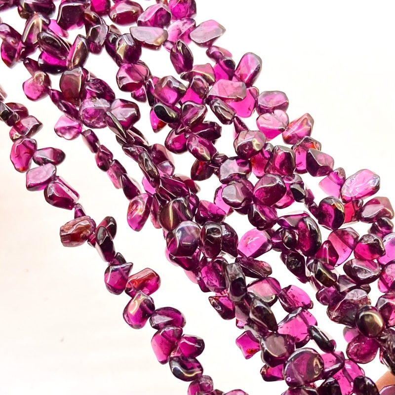 Rhodolite Garnet 7-8mm Smooth Flakes Shape AA Grade Gemstone Beads Lot - Total 8 Strands of 16 Inch.