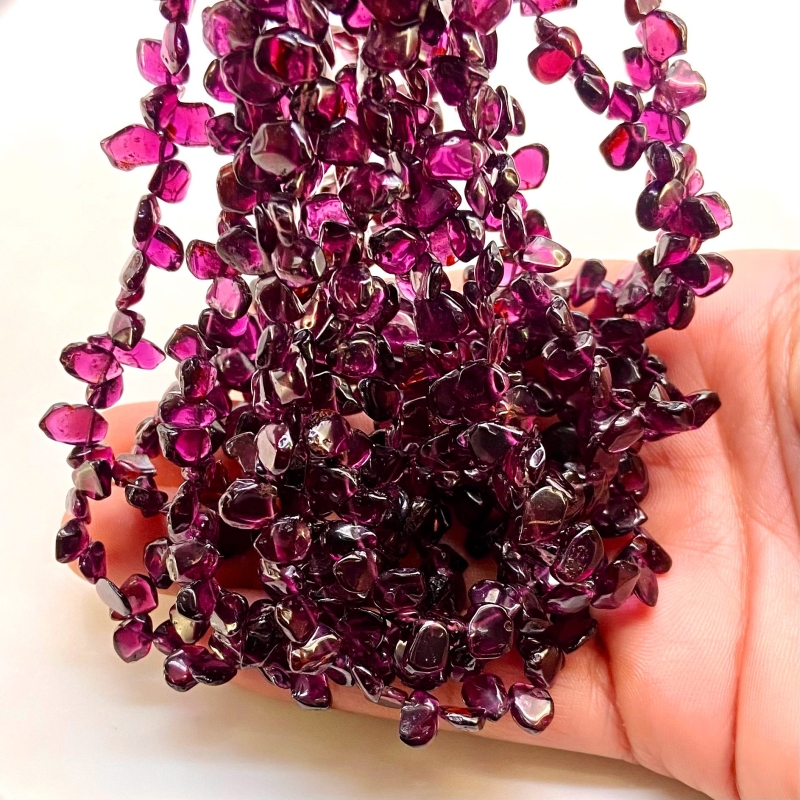 Rhodolite Garnet 7-8mm Smooth Flakes Shape AA Grade Gemstone Beads Lot - Total 8 Strands of 16 Inch.