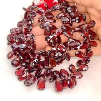 Garnet 9-13mm Briolette Pear Shape AA+ Grade Gemstone Beads Strand - Total 1 Strand of 8 Inch.