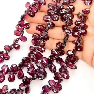 Garnet 8-13mm Briolette Pear Shape AA Grade Gemstone Beads Strand - Total 1 Strand of 8 Inch.