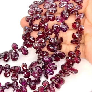 Garnet 9-13mm Briolette Pear Shape AA Grade Gemstone Beads Strand - Total 1 Strand of 8 Inch.