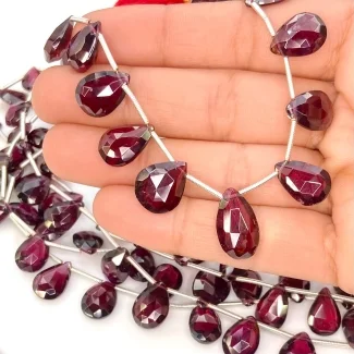 Garnet 10-14mm Briolette Pear Shape AA Grade Gemstone Beads Lot - Total 5 Strands of 8 Inch.