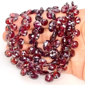 Garnet 6-11mm Briolette Heart Shape AA Grade Gemstone Beads Lot - Total 3 Strands of 8 Inch.