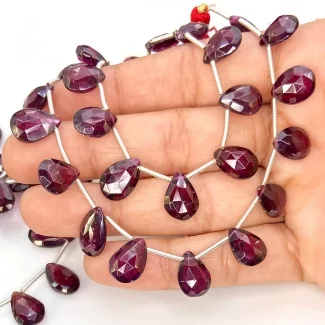 Garnet 10-13mm Briolette Pear Shape AA Grade Gemstone Beads Lot - Total 8 Strands of 8 Inch.