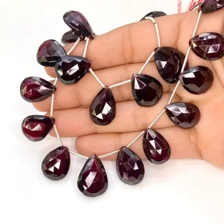Garnet 14-20mm Briolette Pear Shape AA Grade Gemstone Beads Lot - Total 2 Strands of 8 Inch.
