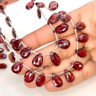 Garnet 10.5-14mm Briolette Pear Shape AA Grade Gemstone Beads Lot - Total 4 Strands of 8 Inch.