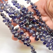 Iolite 6-12mm Smooth Drop Shape A Grade Gemstone Beads Lot - Total 5 Strands of 8 Inch.
