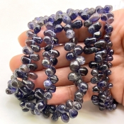 Iolite 6-12mm Smooth Drop Shape A Grade Gemstone Beads Lot - Total 5 Strands of 8 Inch.