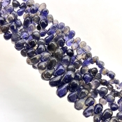 Iolite 6-12mm Smooth Drop Shape A Grade Gemstone Beads Lot - Total 5 Strands of 8 Inch.