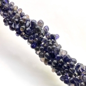 Iolite 6-12mm Smooth Drop Shape A Grade Gemstone Beads Lot - Total 5 Strands of 8 Inch.