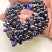 Iolite 6-12mm Smooth Drop Shape A Grade Gemstone Beads Lot - Total 5 Strands of 8 Inch.