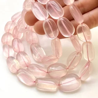 Rose Quartz 15-22mm Smooth Nugget Shape AAA Grade Gemstone Beads Strand - Total 1 Strand of 16 Inch.